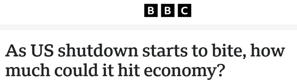 全球媒体聚焦｜美国政府停摆将对整个经济系统产生冲击